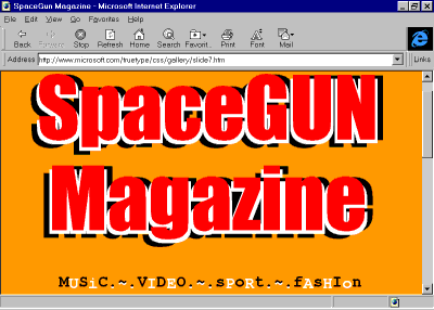 [Captura de pantalla que muestra el título  "SpaceGUN Magazine" con múltiples sombras]